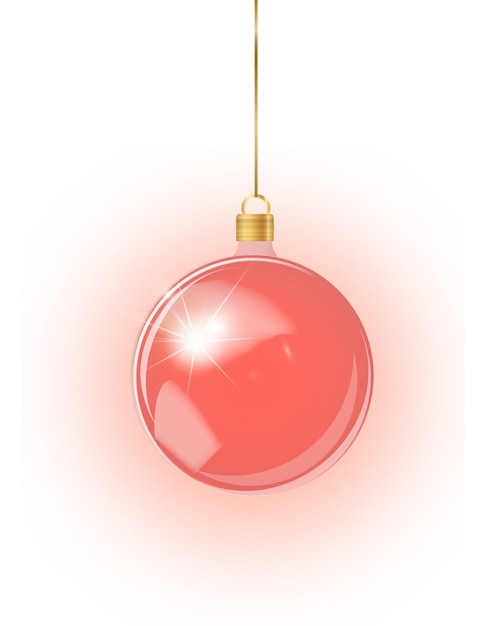 Czerwona choinka zabawka na przezroczystym tle pończocha ozdoby świąteczne wektor ob