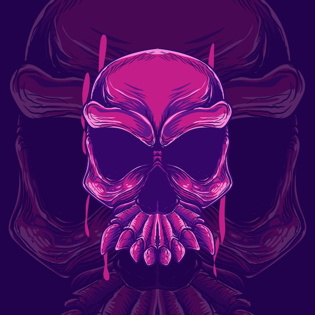 czerwona czaszka krwawiąca ilustracja graficzna