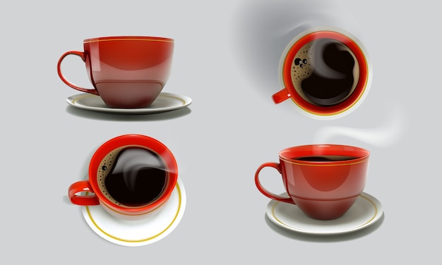 Plik wektorowy czerwona filiżanka kawy z parą