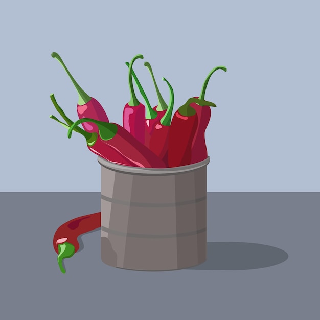 Plik wektorowy czerwona gorąca papryka wektorowa w misce ilustracja z czerwoną papryką do książki kucharskiej