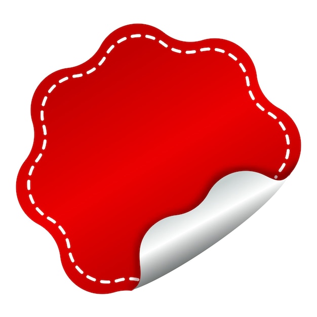 Plik wektorowy czerwona i srebrna pusta zwijana etykieta papierowa lub element odznaki na białym tle