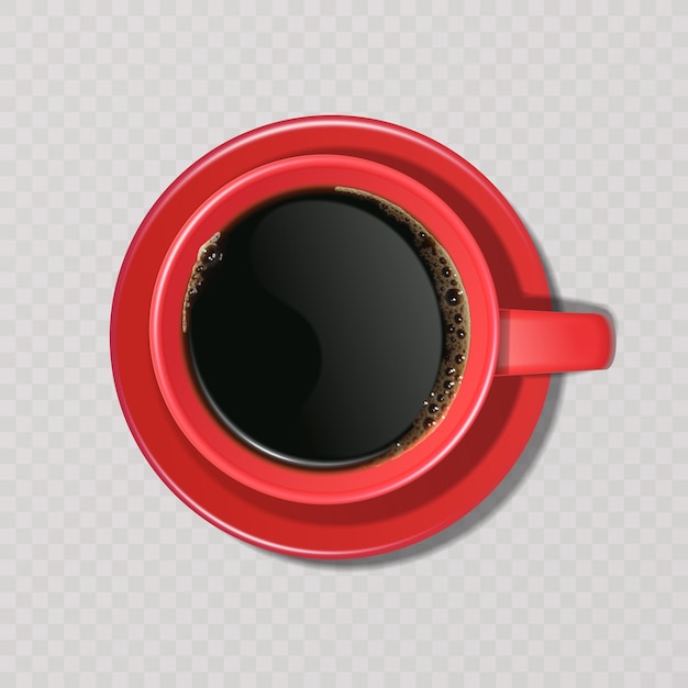Czerwona Realistyczna Filiżanka Kawy Na Przezroczystym Tle Ilustracji Wektorowych