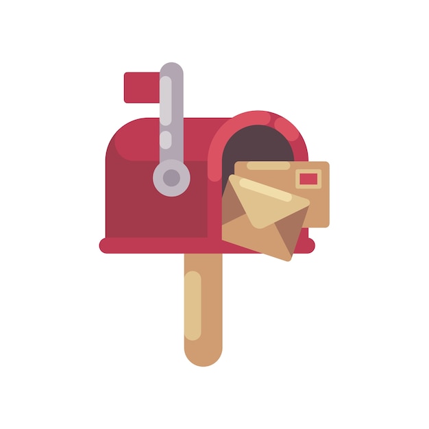 Plik wektorowy czerwona skrzynka pocztowa z listu mieszkania ilustracją. ikona bożego narodzenia skrzynki