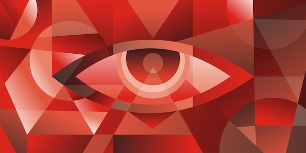 Czerwone abstrakcyjne tło geometryczne z koncepcją projektowania oczu