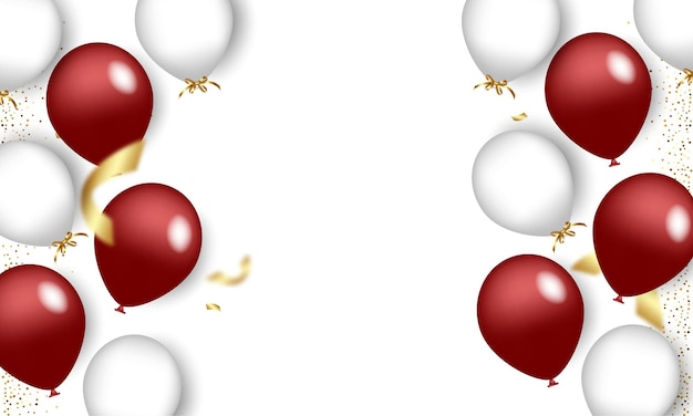 Plik wektorowy czerwone i białe balony latające w górę realistycznego wektora