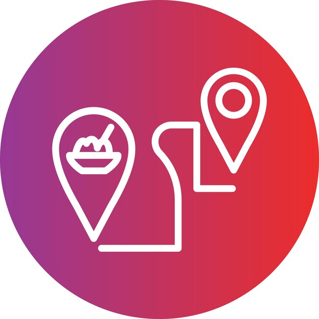 czerwone i fioletowe logo z mapą lokalizacji miasta