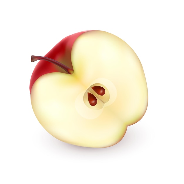 Czerwone jabłko na przezroczystym tle ilustracji wektorowych