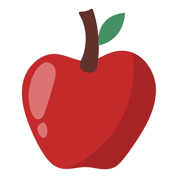 Czerwone Jabłko W Stylu Kreskówka Na Białym Tle. Ręcznie Rysowane Owoce Na Białym Tle Elementu