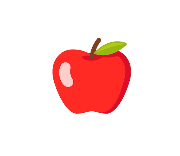 Czerwone jabłko wektor ikona na białym tle. Ilustracja emoji. Emotikon wektor czerwone jabłko