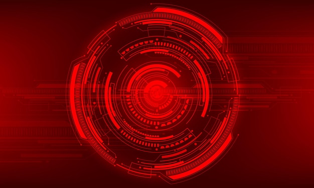 Czerwone kółko obwód HUD futurystyczna technologia energia moc komputer nowoczesny projekt kreatywny wektor