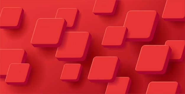 Czerwone kwadraty objętości tworzące dynamiczną teksturę w stylu renderowania 3d Ilustracja wektorowa
