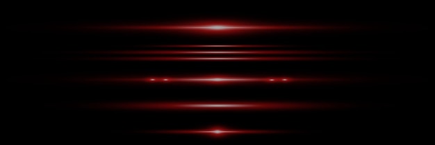 Czerwone poziome soczewki flary paczka wiązki laserowe poziome promienie świetlne Piękne świetlne flary