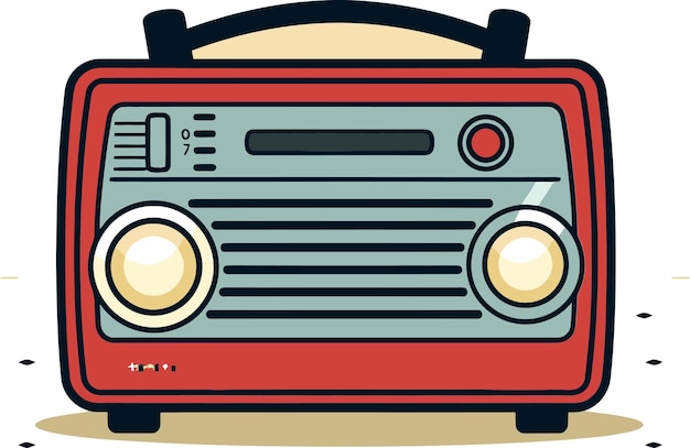czerwone radio z słowem radio na nim