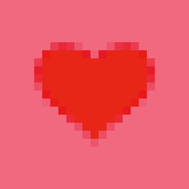 Czerwone serce. Miłosna wiadomość. Happy Valentines Day plakat w stylu pixel art. Retro 8-bitowy transparent wakacje.