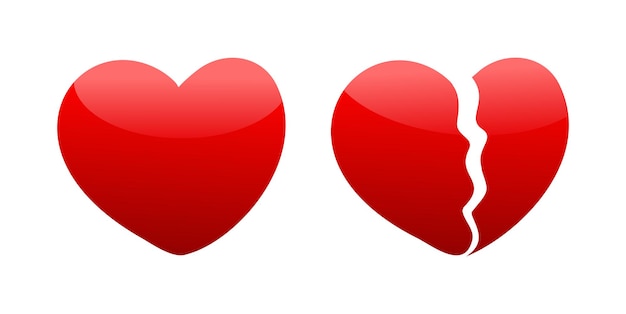 Plik wektorowy czerwone serce złamać błyszczący ikona zestaw ilustracji wektorowych