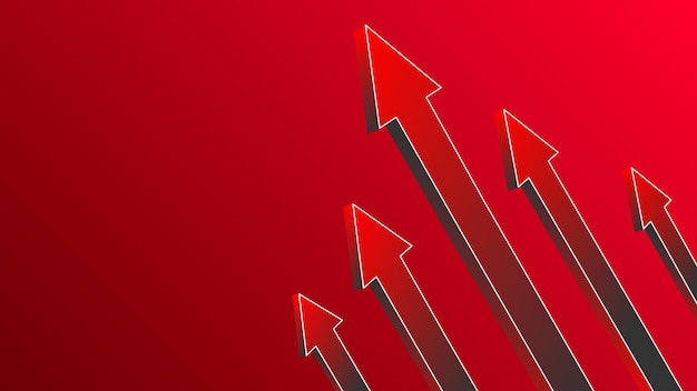 Czerwone Strzałki W Górę Idą Do Sukcesu. Tło Biznesowe Koncepcja.