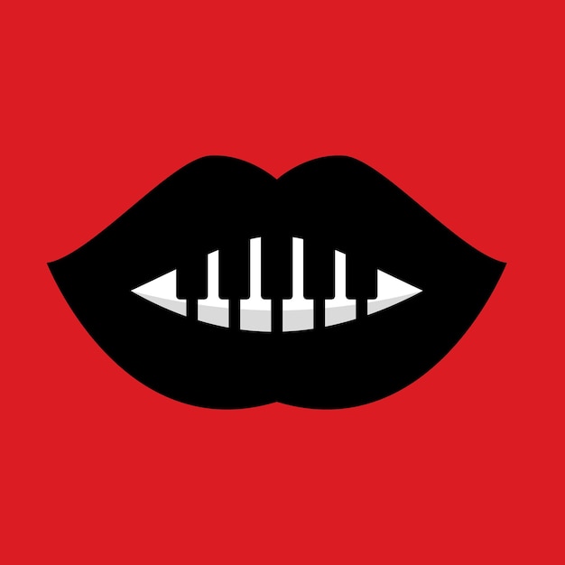 Czerwone Usta Z Logo Kombinacji Muzyki Fortepianowej