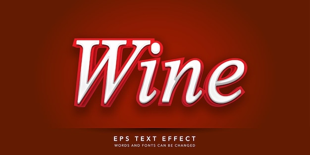 czerwone wino 3D edytowalny efekt tekstowy