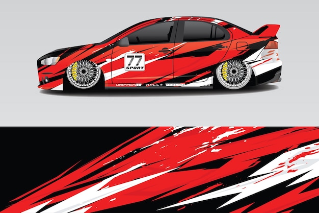Czerwono-biały Projekt Malowania Samochodu Wyścigowego