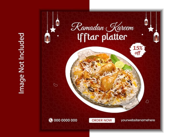 Czerwony Baner żywnościowy Social Media Food Design Instragram