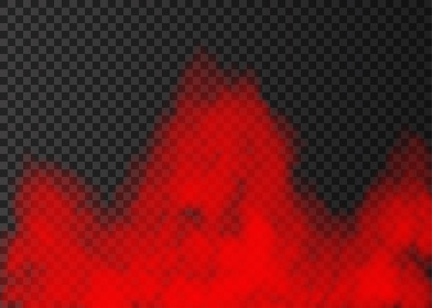 Czerwony Dym Na Przezroczystym Tle. Efekt Specjalny Steam. Realistyczne Kolorowe Wektor Ogień Mgła Lub Mgła Tekstura.
