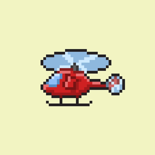 Czerwony Helikopter W Stylu Pixel Art