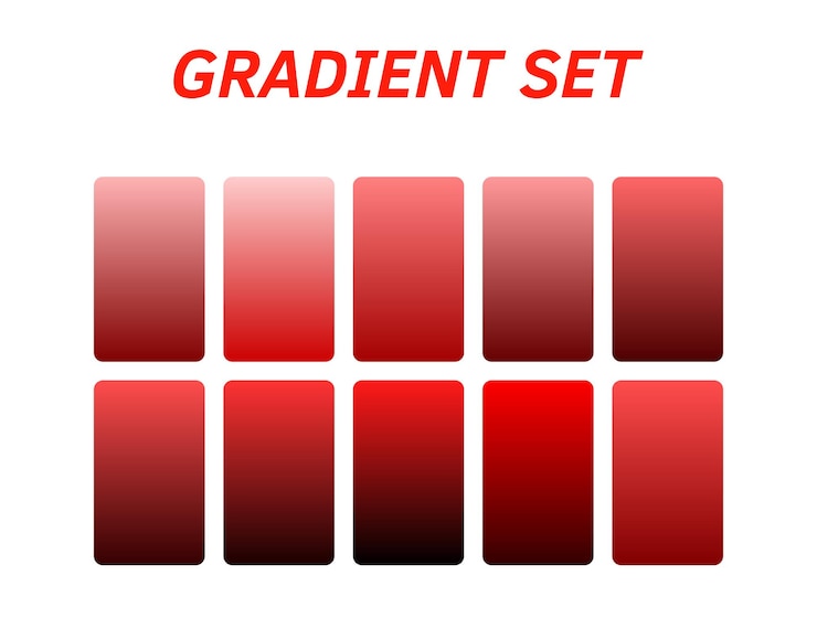 Wektor czerwony i czarny zestaw kwadratów z słowem gradient na nim