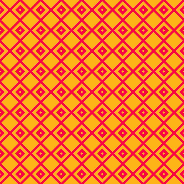 Czerwony i pomarańczowy geometryczny romb kontur kwadratowy mozaika siatki wektor wzór tła