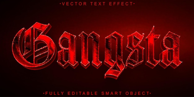 Czerwony i Srebrny Wektor Gangster w pełni edytowalny Smart Object Text Effect
