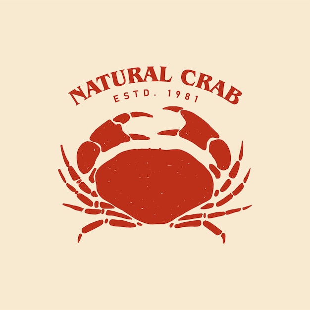 Czerwony Krab Ręcznie Rysowane Ilustracja Logo Wektor