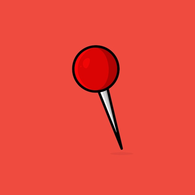 Plik wektorowy czerwony kreskówkowy pinezkę na białym tle na czerwonym tle. projekt ilustracji wektorowych