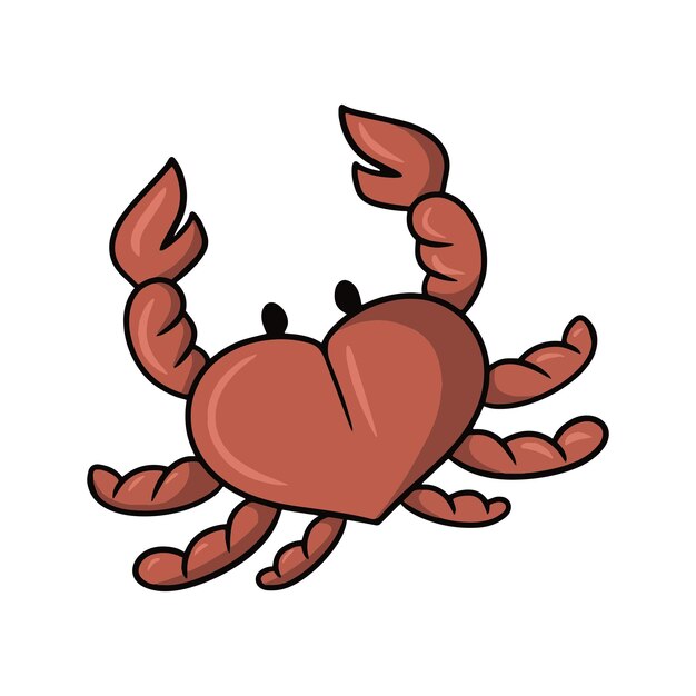 Czerwony ładny Mały Krab Widok Z Góry Sea Life Cartoonstyle Ilustracji Wektorowych