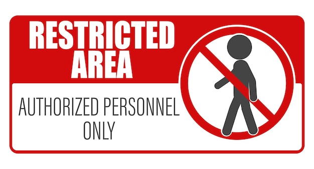 Plik wektorowy czerwony obszar ograniczony autoryzowany personel tylko symbol ostrzegawczy znak ostrożności nie wchodź