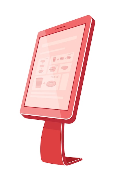 Plik wektorowy czerwony samoobsługowy kiosk pół płaski kolor obiektu wektorowego