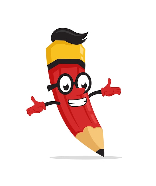 Czerwony śmieszny Ołówkowy Maskotka Charakter