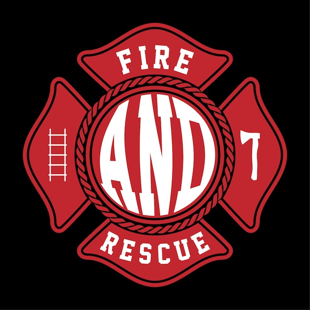Plik wektorowy czerwony strażak szczegółowy vintage logo emblem insignia wektor