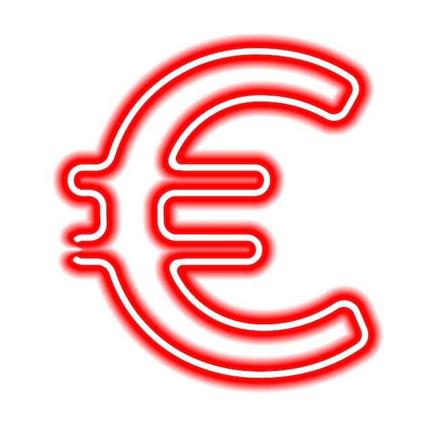 Plik wektorowy czerwony symbol waluty euro z blaskiem