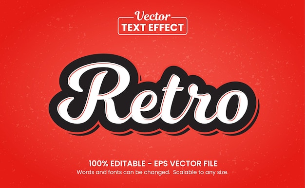 Czerwony vintage i retro, edytowalny efekt tekstowy