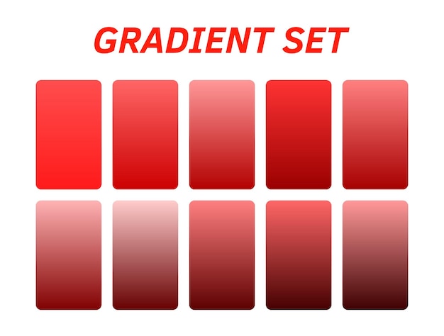 czerwony zestaw kwadratów z słowem gradient na nich