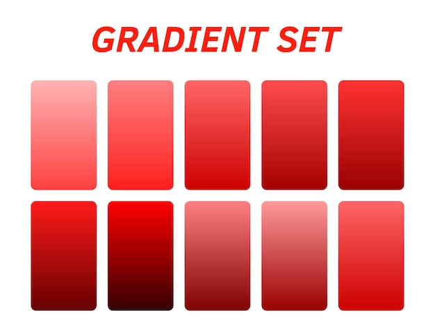 czerwony zestaw kwadratów z słowem gradient na nim