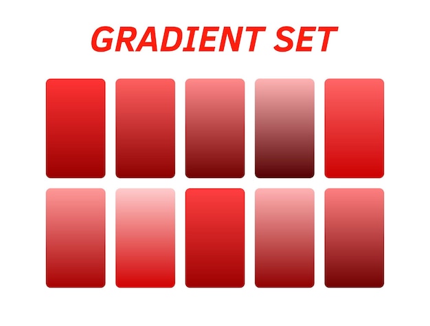 czerwony zestaw kwadratów z słowem gradient na nim