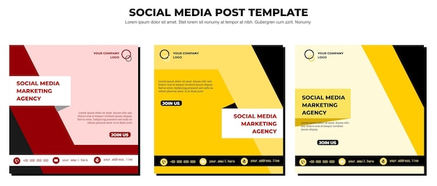 Czerwony żółty Czarny Wektor Social Media Post Szablon Ilustracja Wektorowa I Tekst Prosty I Elegancki Design Pełny Kolor