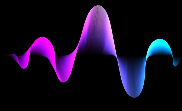 Częstotliwość Niebieskiej I Fioletowej Fali Dźwiękowej Na Czarnym Tle Fale Muzyki Neonowej Vector