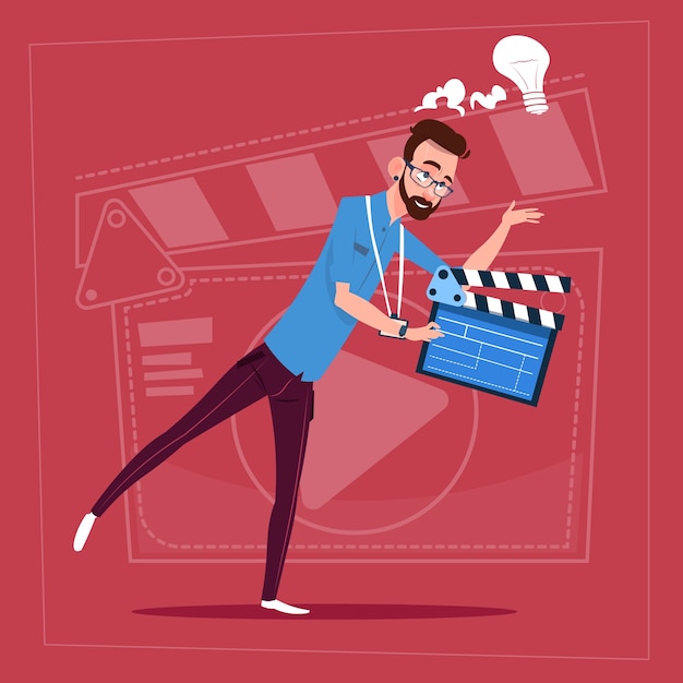 Człowiek posiadający Clapperboard Modern Video