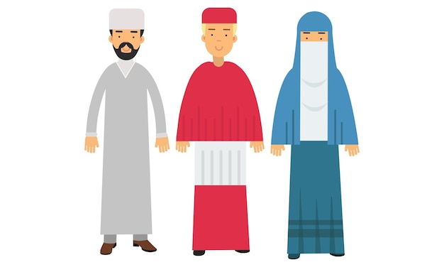 Plik wektorowy człowiek reprezentujący różne religie, takie jak islam i katolicyzm