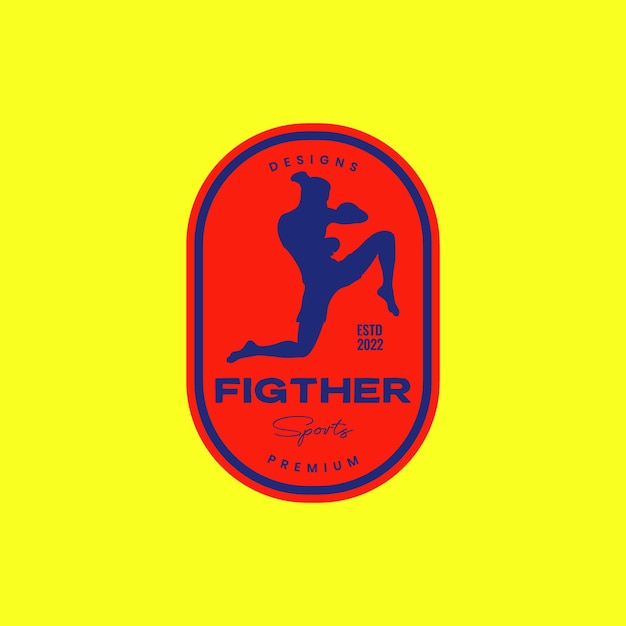 Plik wektorowy człowiek sport samoobrony muay thai walki odznaka vintage logo projekt ikona ilustracja wektorowa