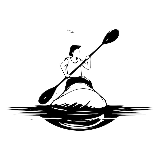 Plik wektorowy człowiek w kajaku na wodzie ilustracja wektorowa