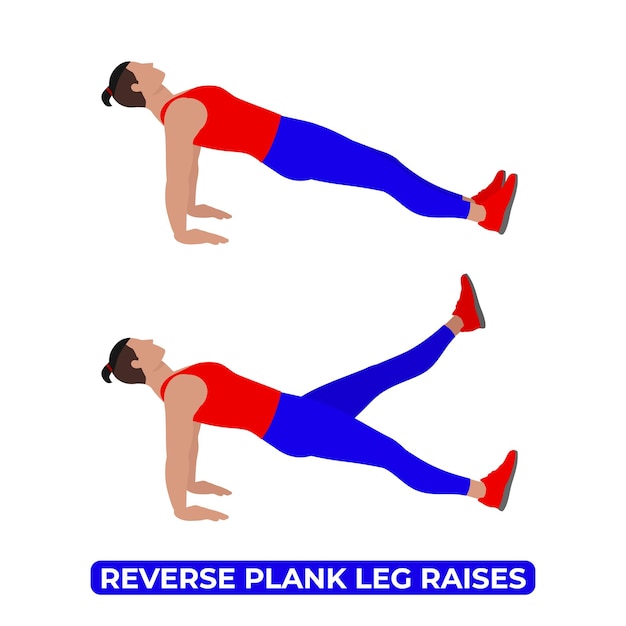 Człowiek Wektorowy Wykonuje Odwrotne ćwiczenia Plank Leg Lifts Leg Pull Facing Up Abs I Core