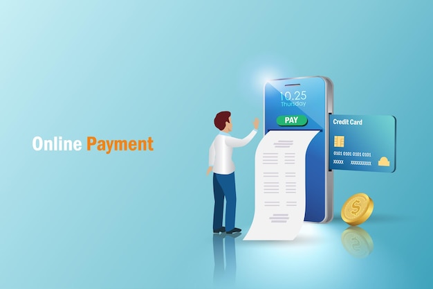 Człowiek Z Płatnościami Kartą Kredytową Online I Cyfrowymi Rozliczeniami Na Smartfonie. Mobilna Bankowość Internetowa