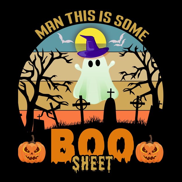 Człowieku, to jest jakiś projekt koszulki w stylu retro na Halloween w stylu Boo Sheet